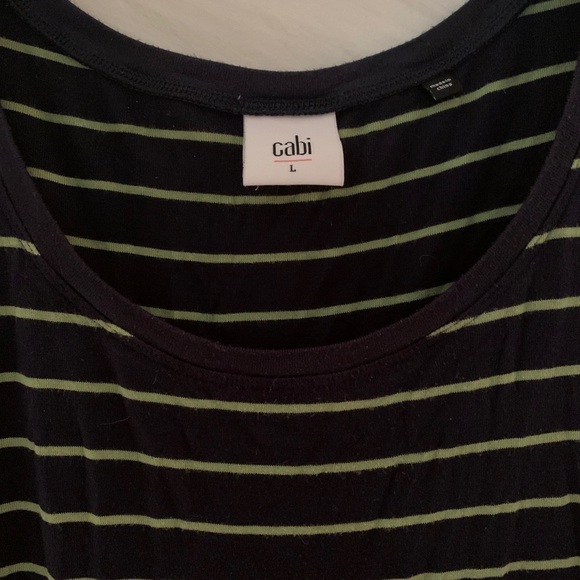 Cabi wWomen’s L Navy Blue & Lime Stripe Tunic T-Shirt - Picture 3 of 7